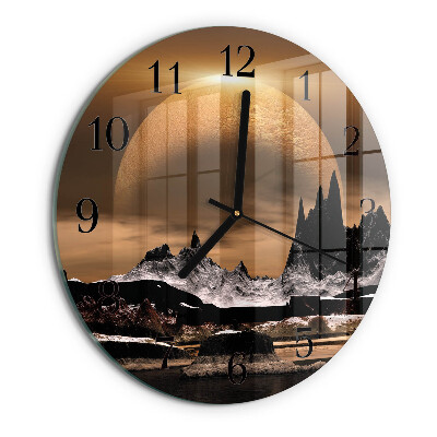 Reloj de pared redondo montañas