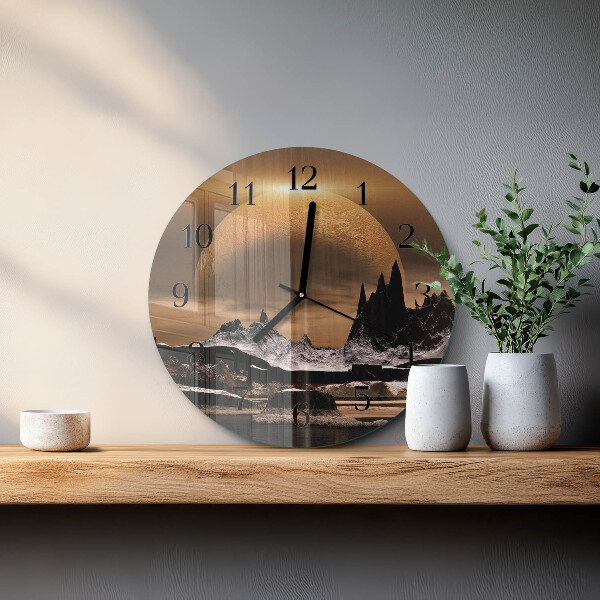Reloj de pared redondo montañas