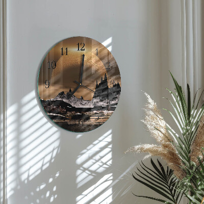 Reloj de pared redondo montañas