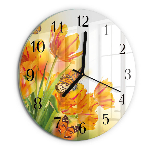 Reloj de pared redondo tulipanes