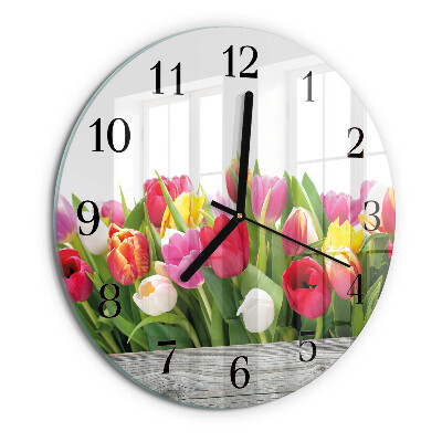 Reloj de pared redondo tulipanes