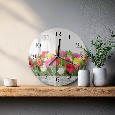 Reloj de pared redondo tulipanes
