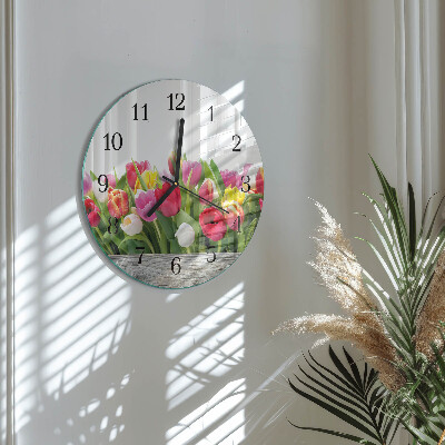 Reloj de pared redondo tulipanes