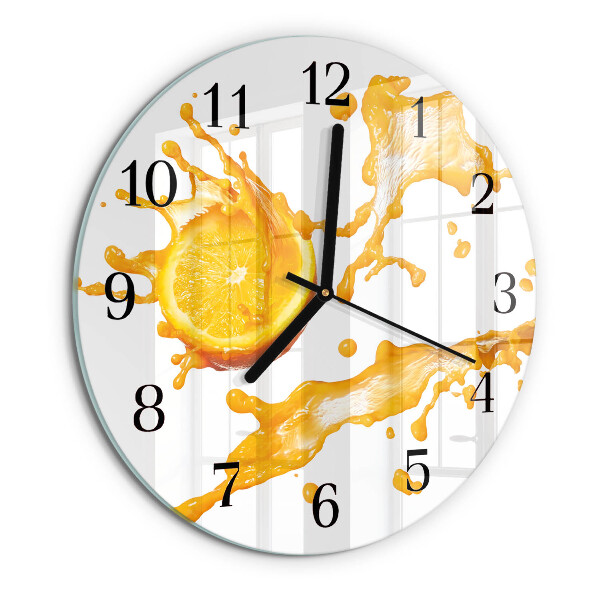 Reloj de pared redondo zumo de naranja