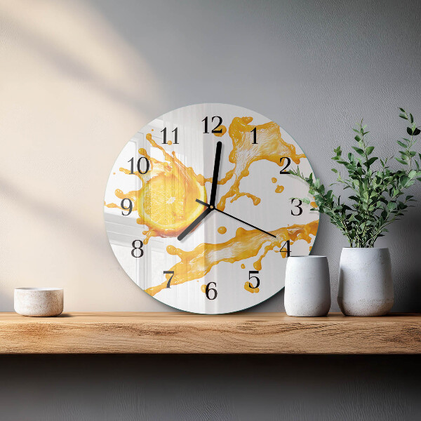 Reloj de pared redondo zumo de naranja