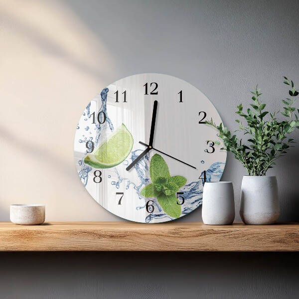 Reloj de pared redondo Menta con lima