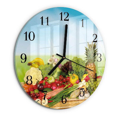 Reloj de pared redondo Verduras Frutas