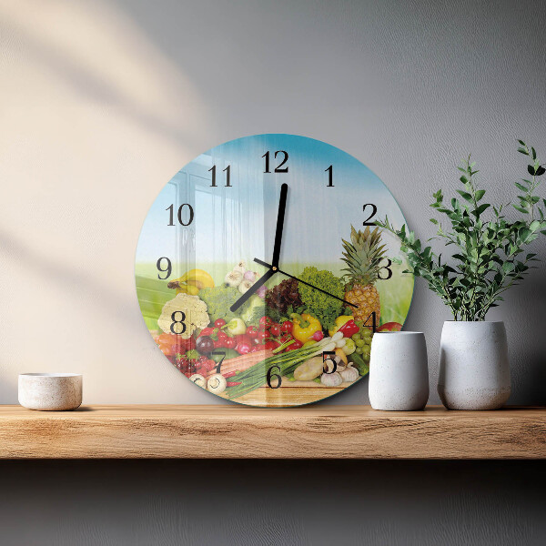 Reloj de pared redondo Verduras Frutas