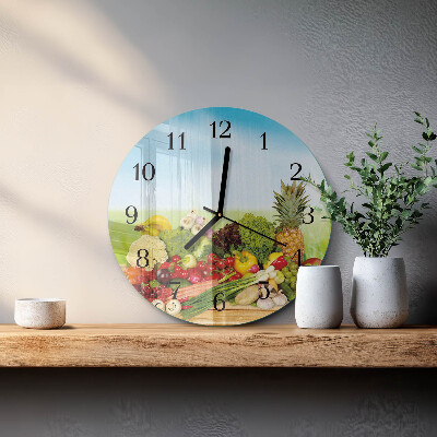 Reloj de pared redondo Verduras Frutas