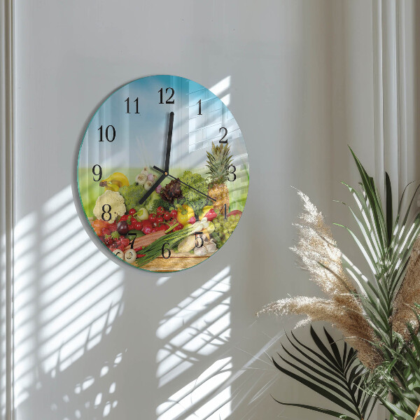 Reloj de pared redondo Verduras Frutas