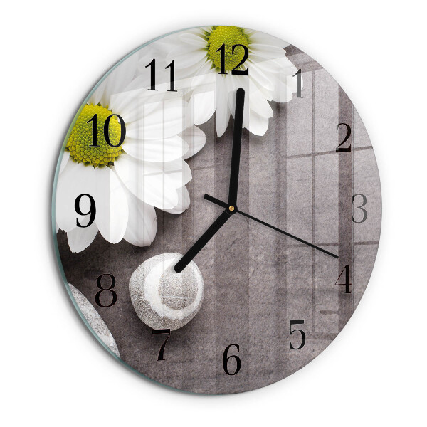 Reloj de pared redondo Flores y piedras