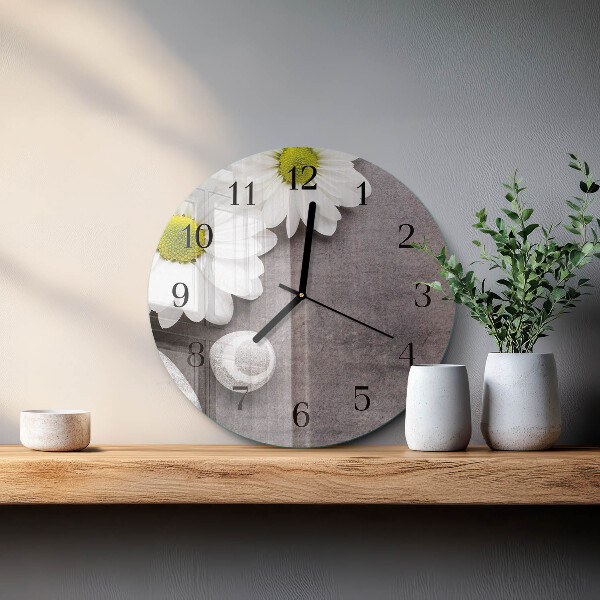 Reloj de pared redondo Flores y piedras