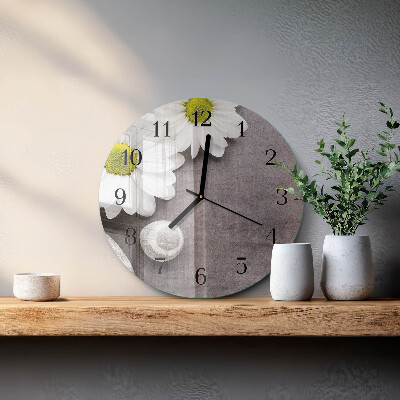 Reloj de pared redondo Flores y piedras