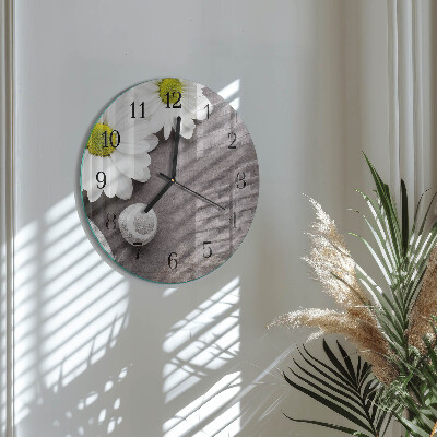 Reloj de pared redondo Flores y piedras