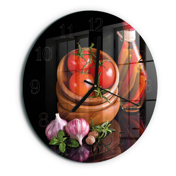 Reloj de pared redondo Tomates y ajo