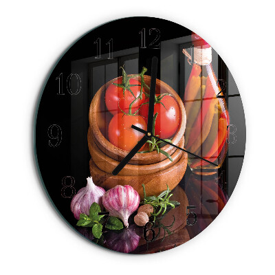 Reloj de pared redondo Tomates y ajo