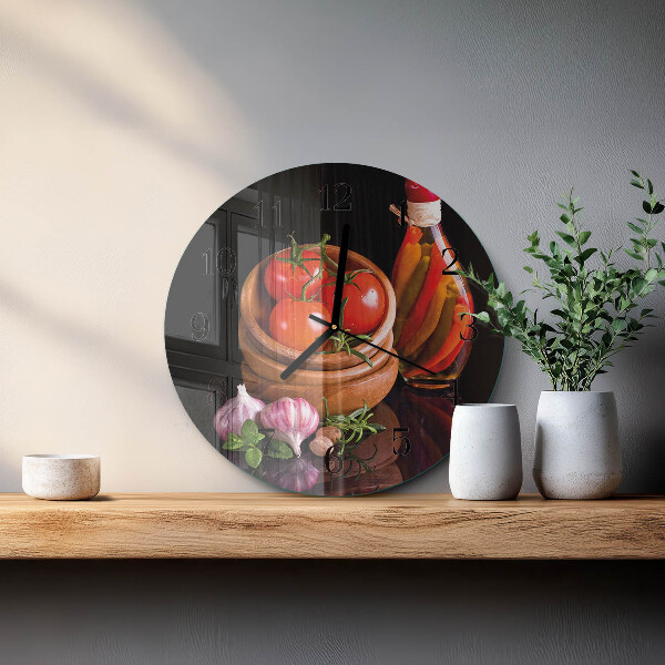 Reloj de pared redondo Tomates y ajo