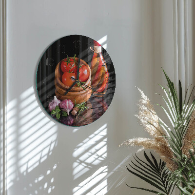 Reloj de pared redondo Tomates y ajo