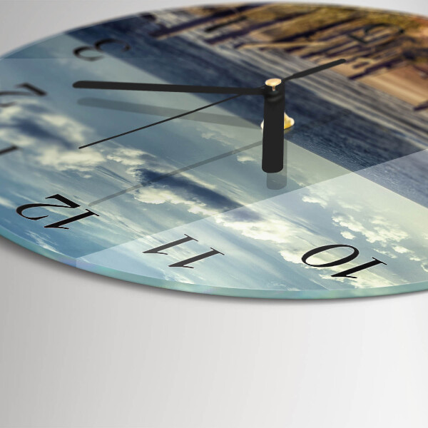 Reloj de pared redondo playa mar