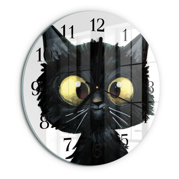 Reloj de pared redondo gato negro
