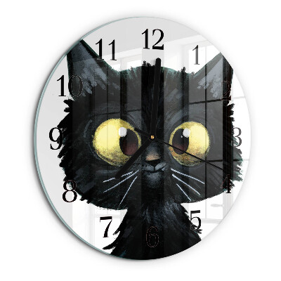 Reloj de pared redondo gato negro