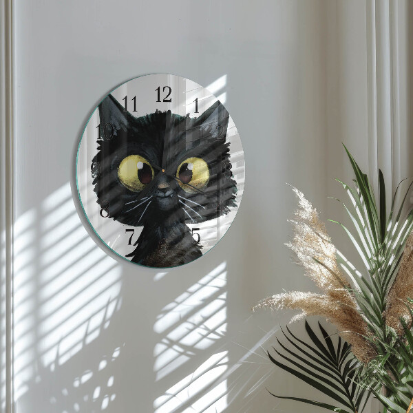 Reloj de pared redondo gato negro