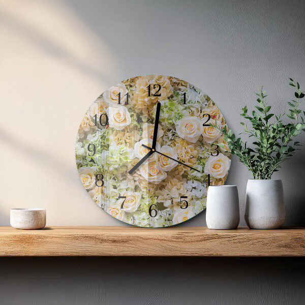 Reloj de pared redondo Flores elegantes