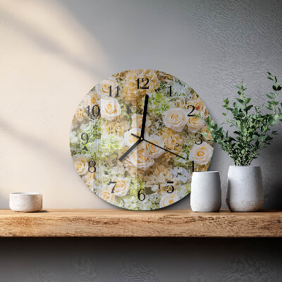 Reloj de pared redondo Flores elegantes