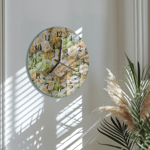 Reloj de pared redondo Flores elegantes