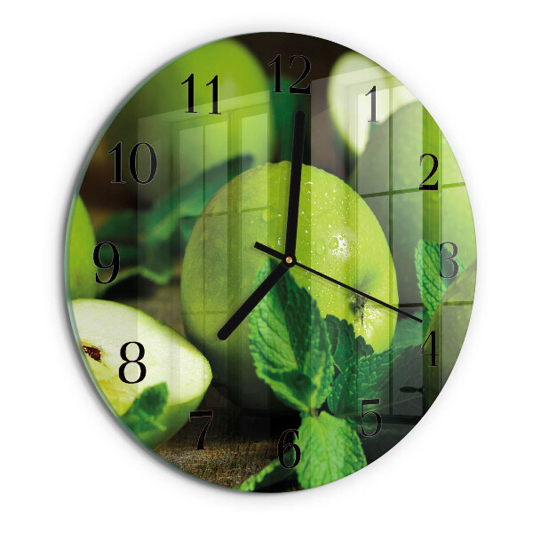 Reloj de pared redondo manzanas verdes