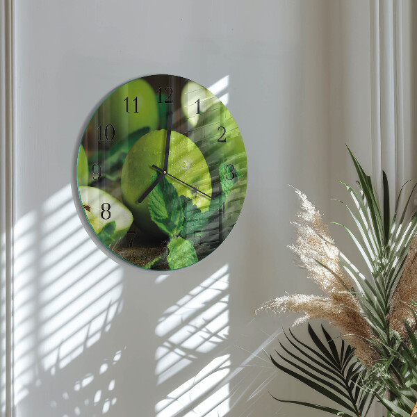 Reloj de pared redondo manzanas verdes