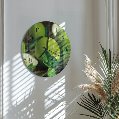 Reloj de pared redondo manzanas verdes