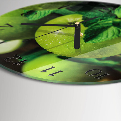Reloj de pared redondo manzanas verdes