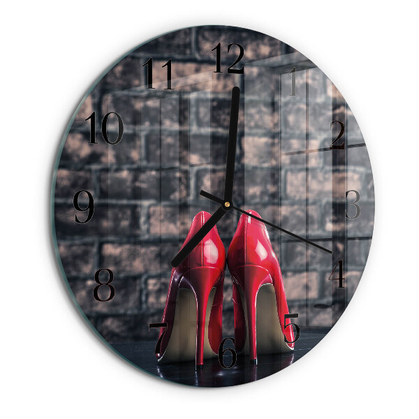Reloj de pared redondo tacones altos rojos
