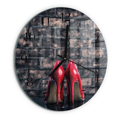 Reloj de pared redondo tacones altos rojos