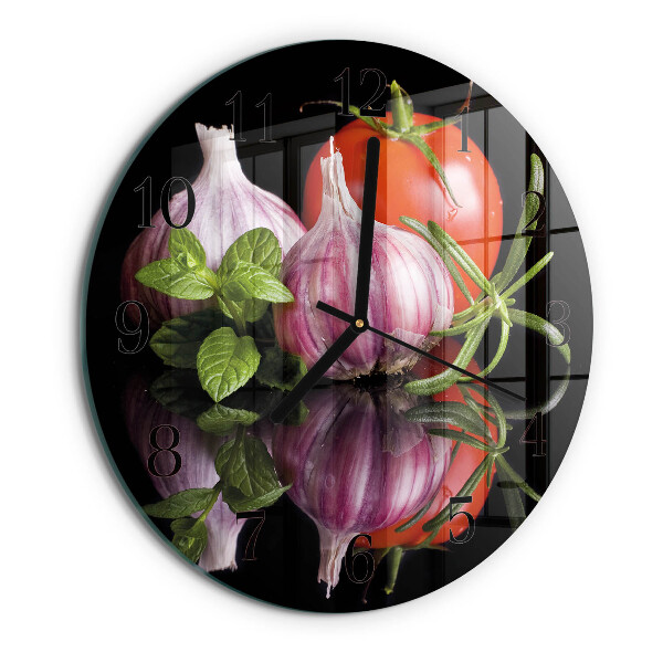 Reloj de pared redondo Tomate y ajo