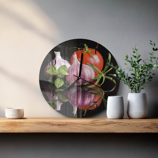 Reloj de pared redondo Tomate y ajo
