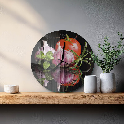 Reloj de pared redondo Tomate y ajo