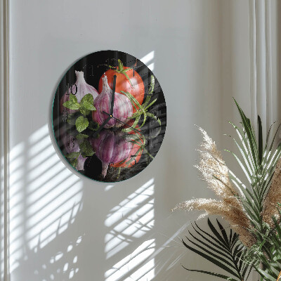 Reloj de pared redondo Tomate y ajo
