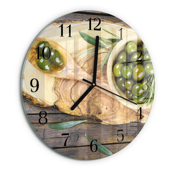 Reloj de pared redondo Madera de olivo