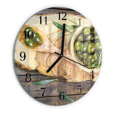 Reloj de pared redondo Madera de olivo