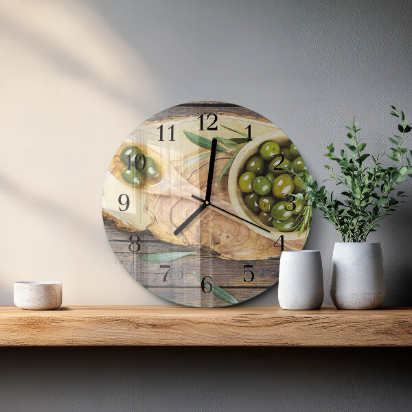 Reloj de pared redondo Madera de olivo