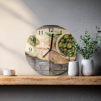 Reloj de pared redondo Madera de olivo