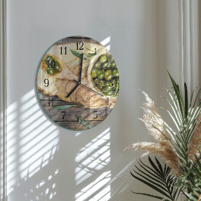 Reloj de pared redondo Madera de olivo