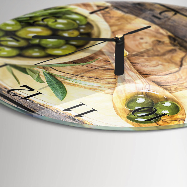 Reloj de pared redondo Madera de olivo
