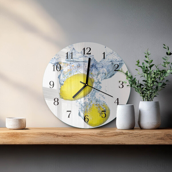 Reloj de pared redondo Limones en agua