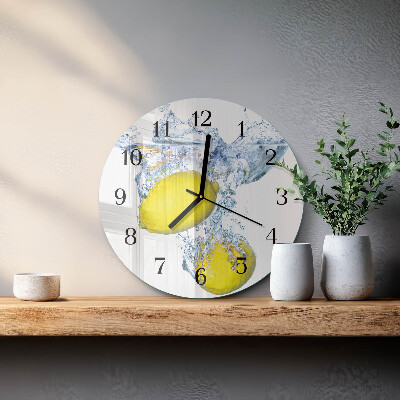 Reloj de pared redondo Limones en agua