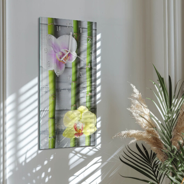 Reloj vertical Bambú orquídea