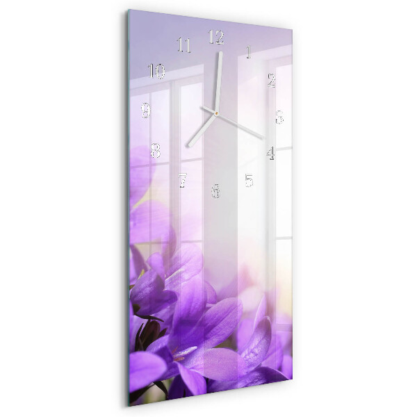 Reloj vertical flores moradas