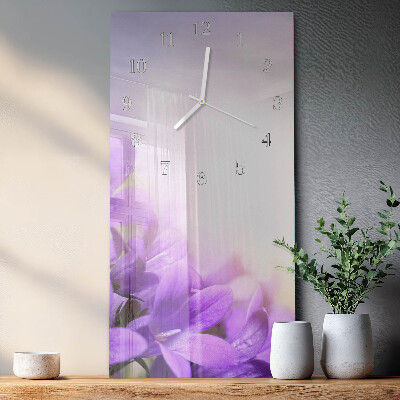 Reloj vertical flores moradas
